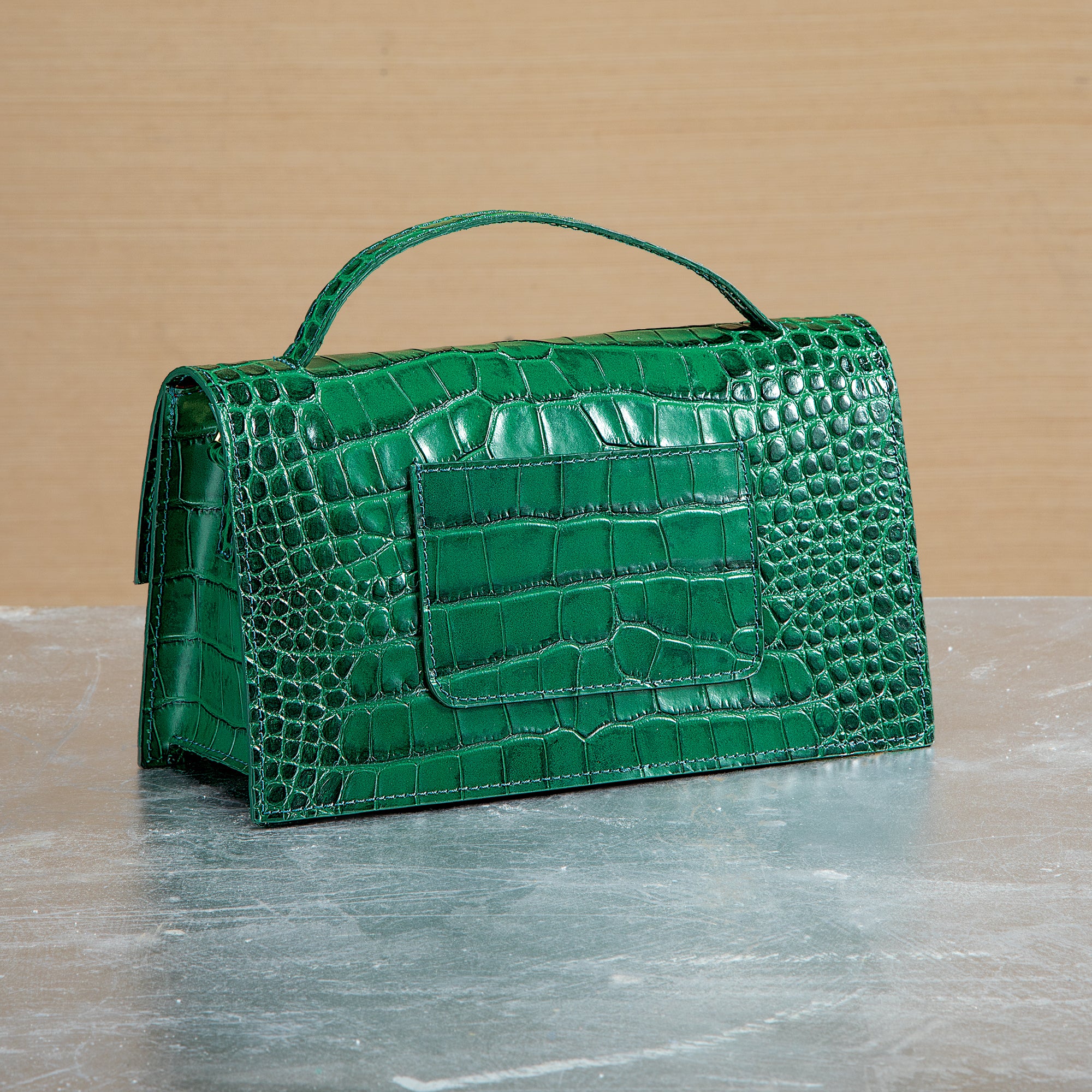 Cefalu Emerald Florentine Leather Croco Crossbody