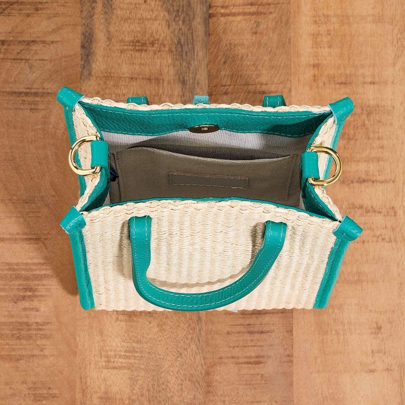 Turin Straw Mini Tote With Green Agate