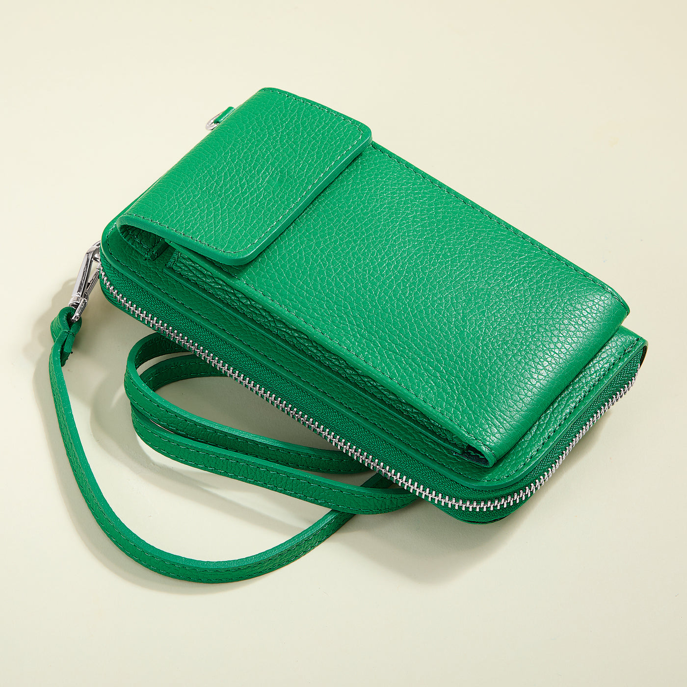 Ischia Green Italian Leather Crossbody