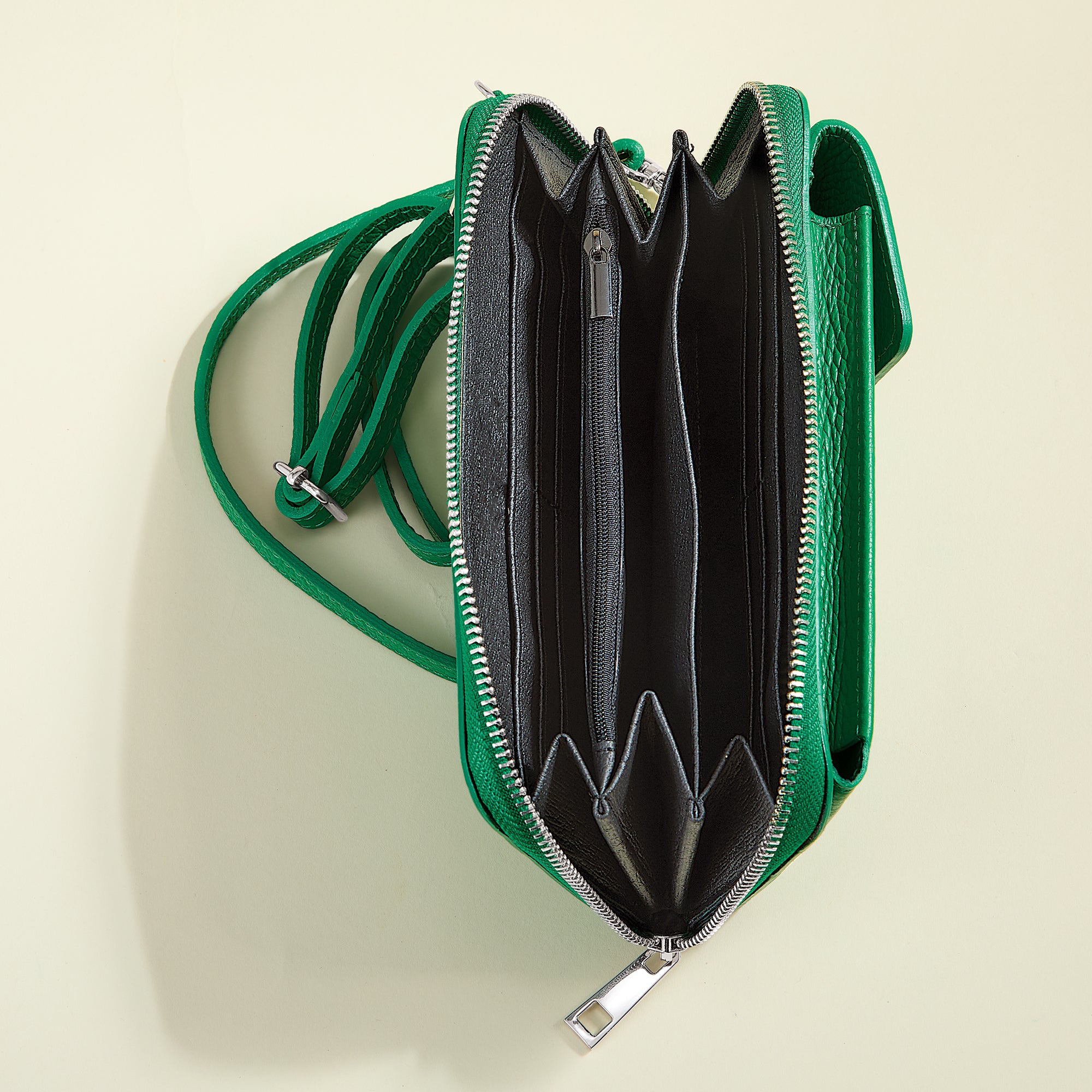 Ischia Green Italian Leather Crossbody