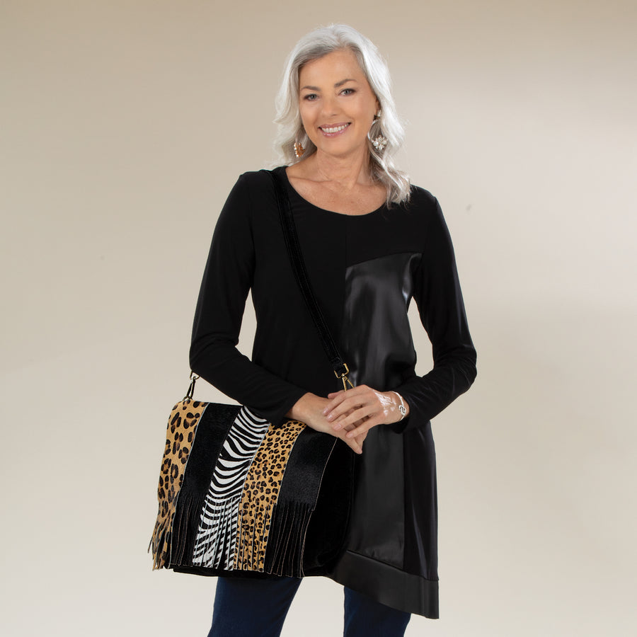 Bassano Animal Print Italian Suede Crossbody