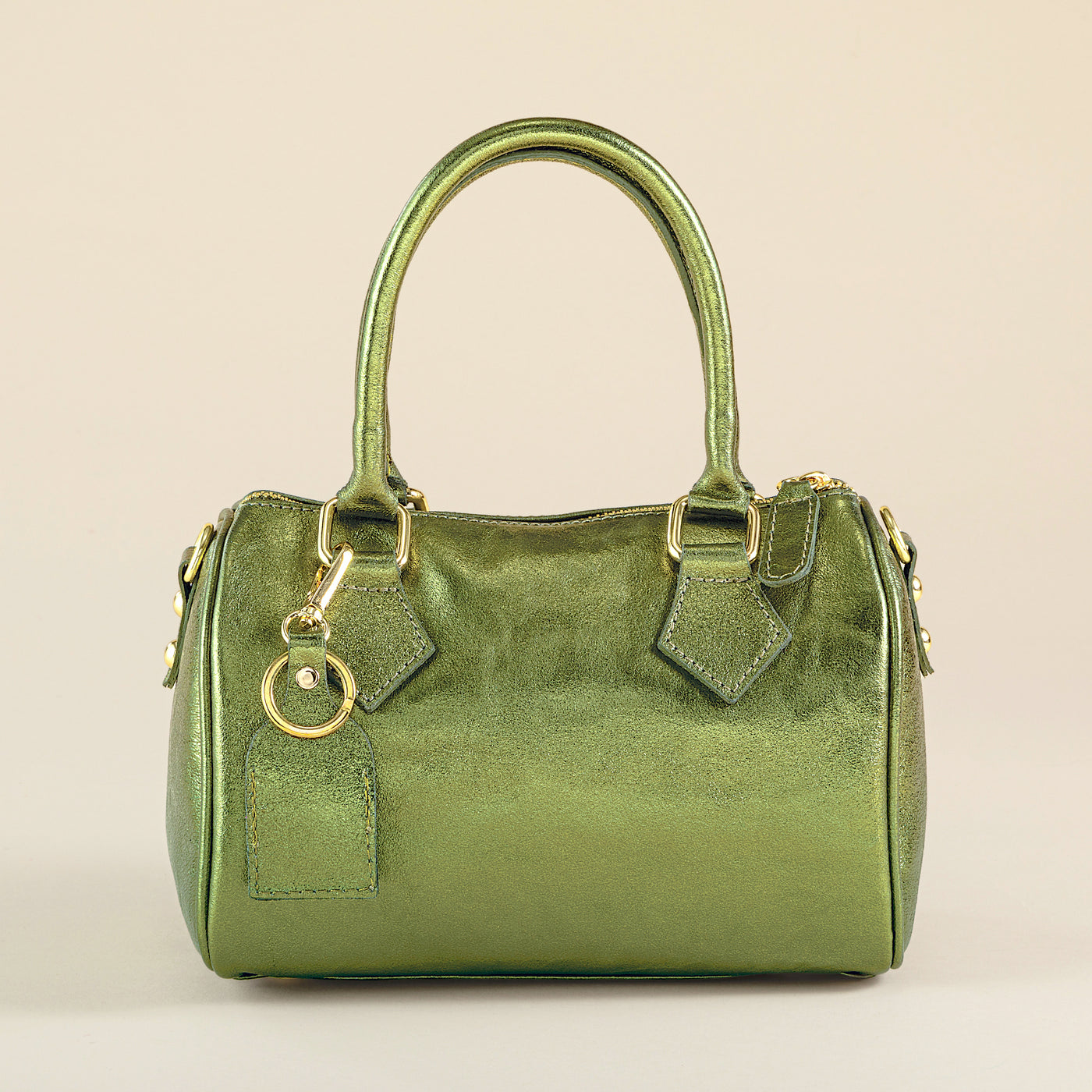 Ortona Italian Leather Metallic Green Bowler Bag