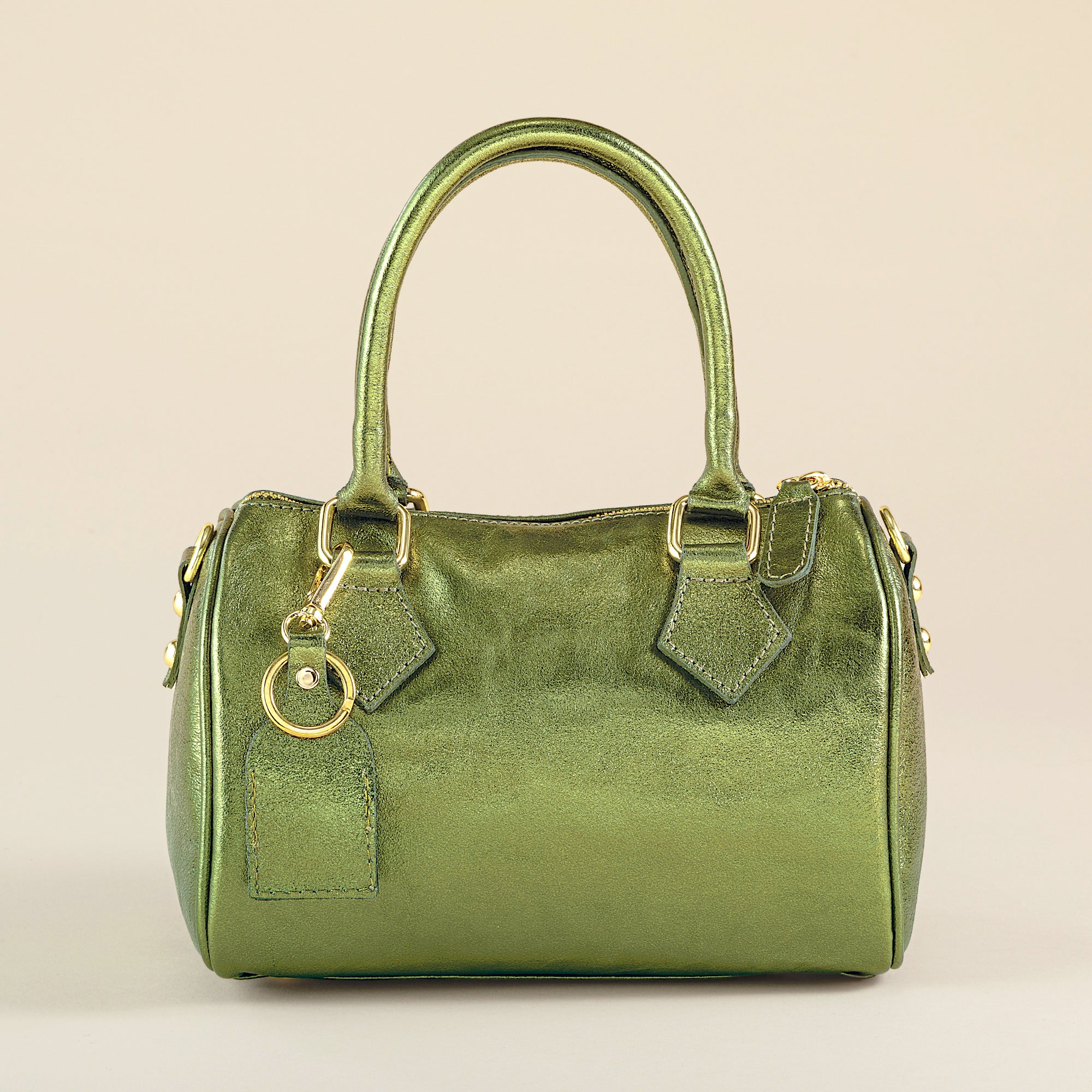 Ortona Italian Leather Metallic Green Bowler Bag