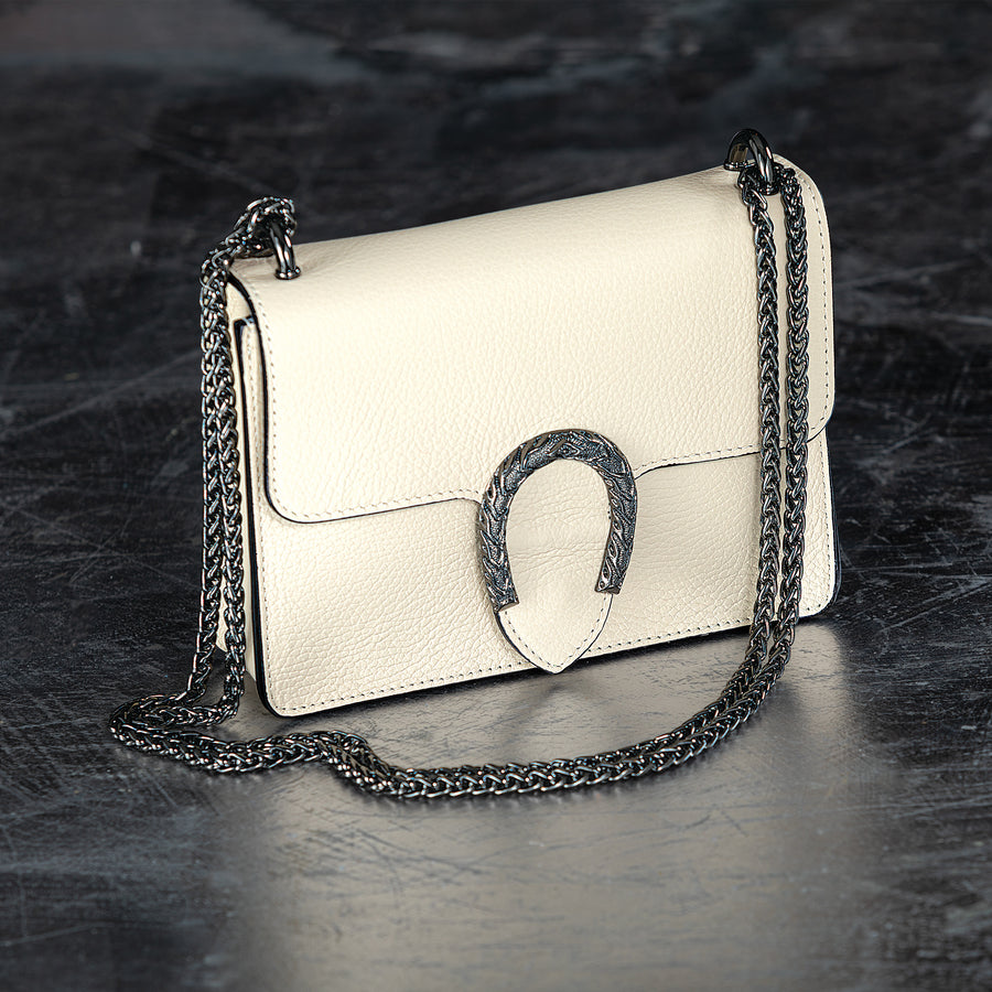 Cefula Pebbled Pearl Italian Leather Crossbody (Preorder)