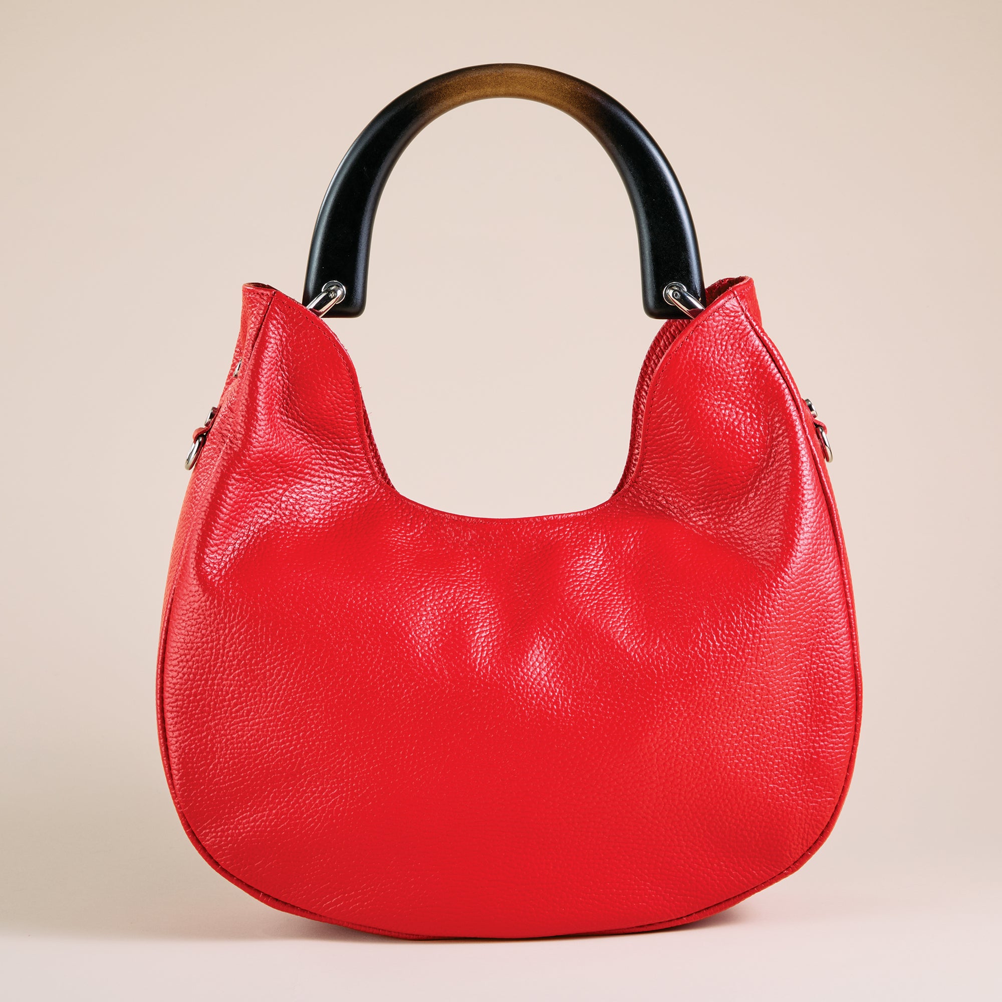 Teramo Italian Leather Red Baguette Bag