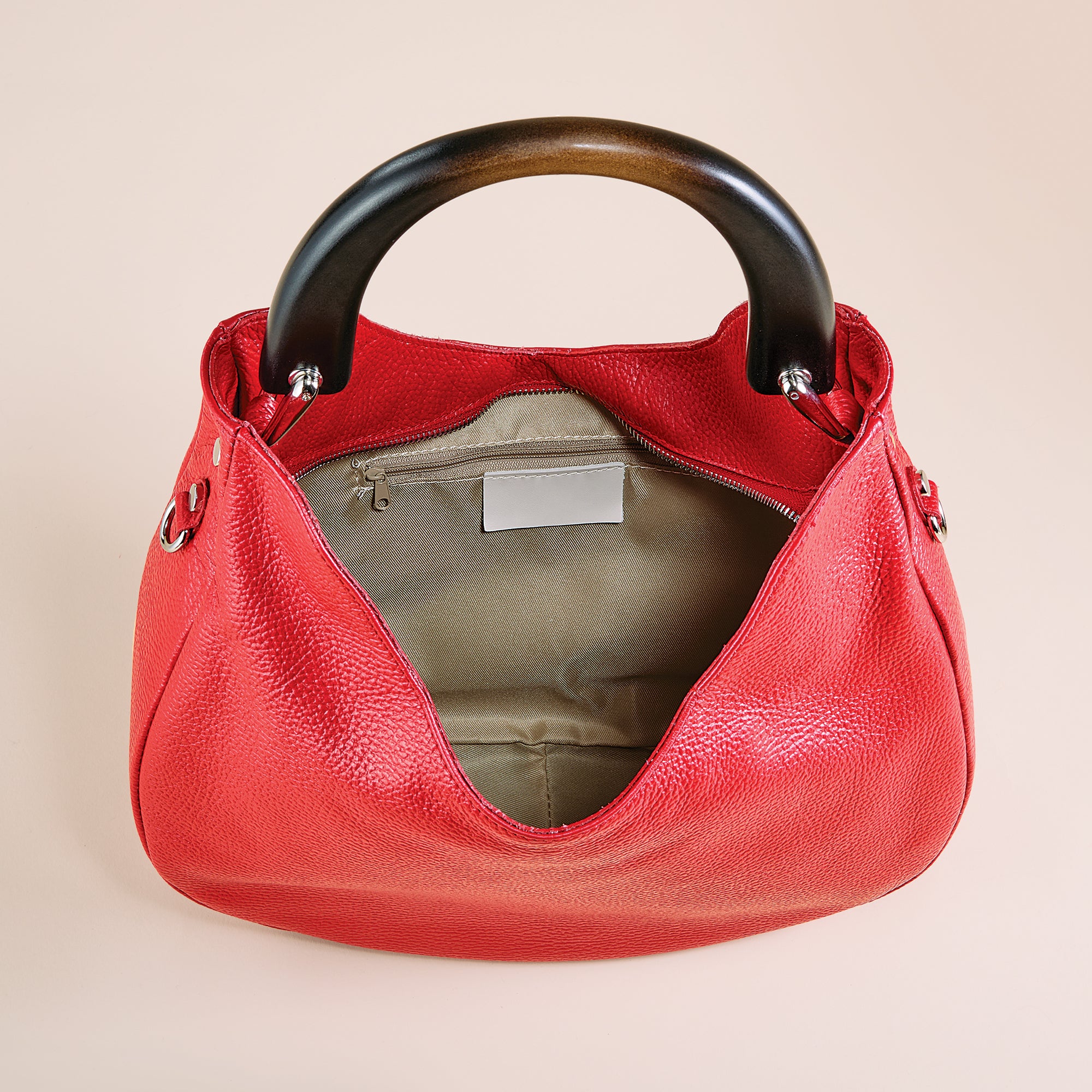 Teramo Italian Leather Red Baguette Bag