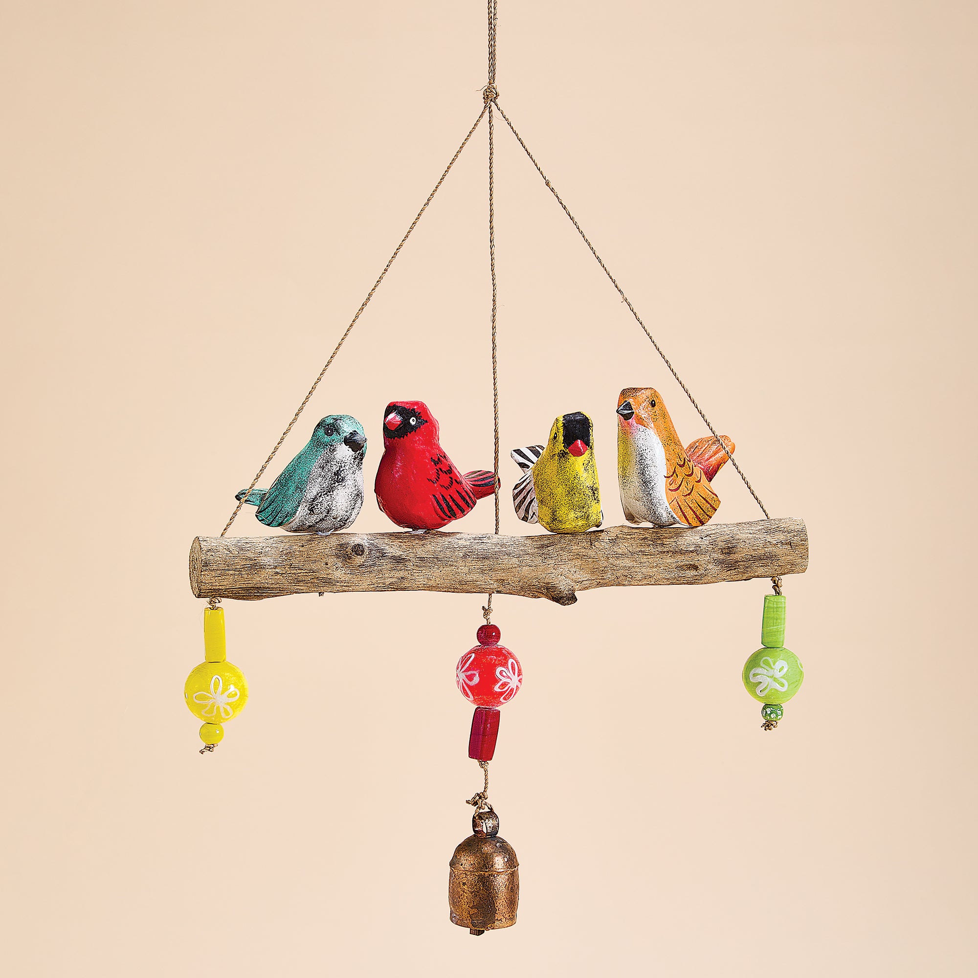 Hand-Cut Wood Chirping Quartet Wind Chime