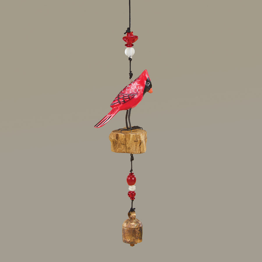 Hand-Carved Cardinal Wind Chime (Preorder)