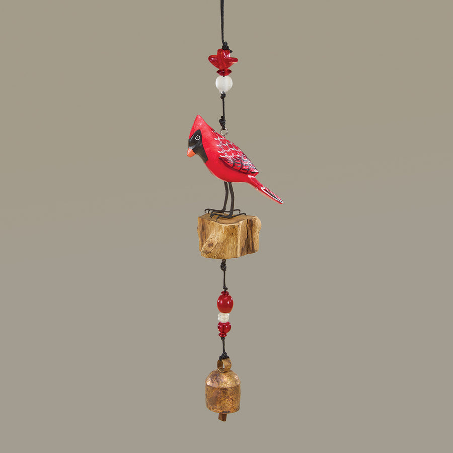 Hand-Carved Cardinal Wind Chime (Preorder)