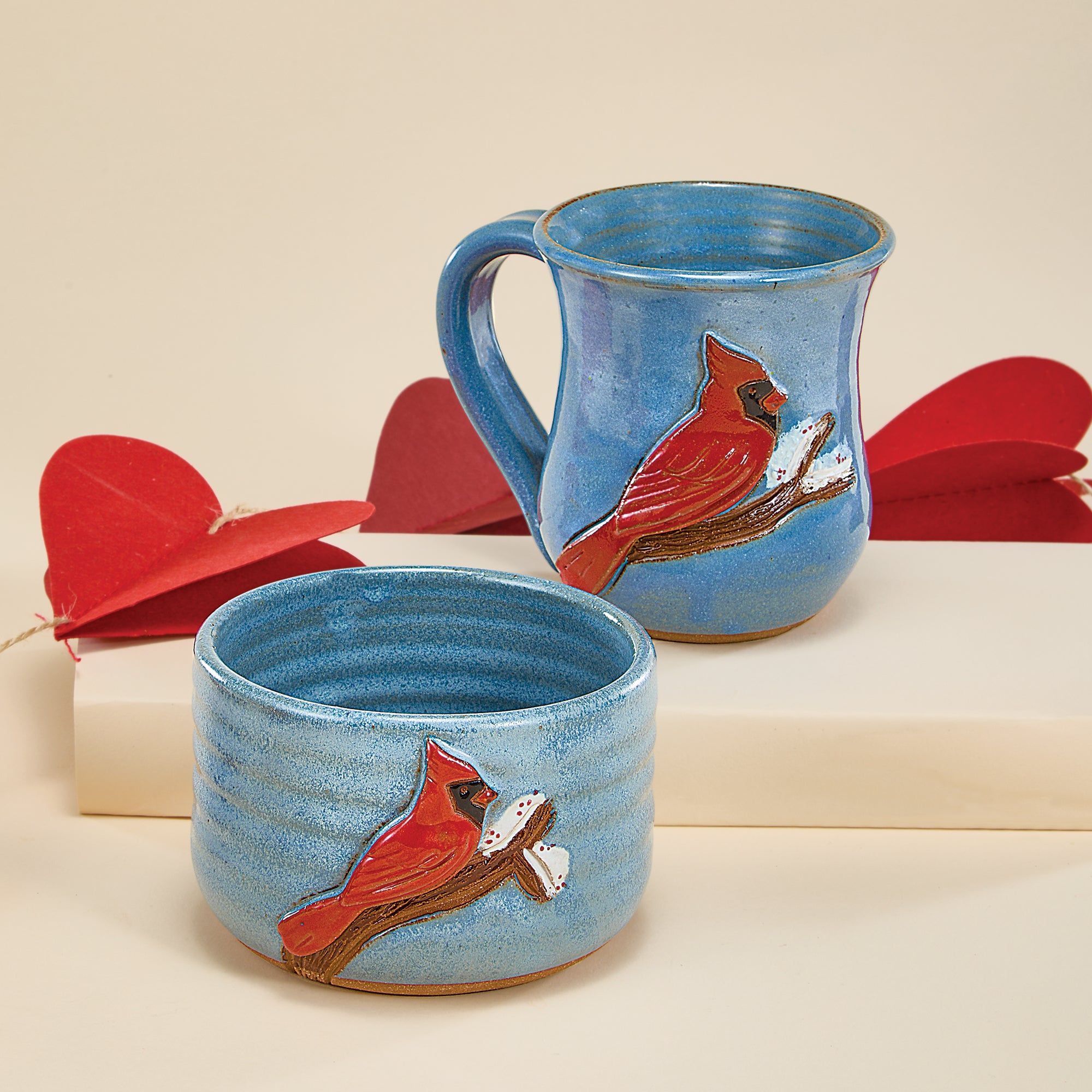 Snowy Cardinal Stoneware Bowl