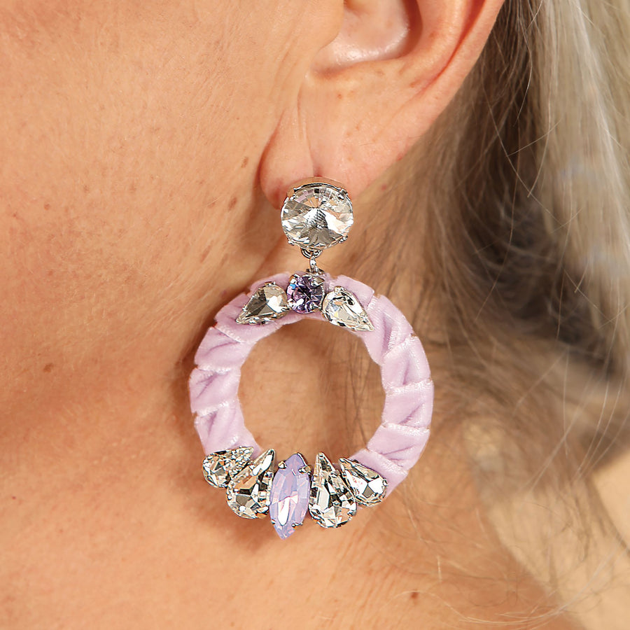 Lilac Velvet Statement Earrings