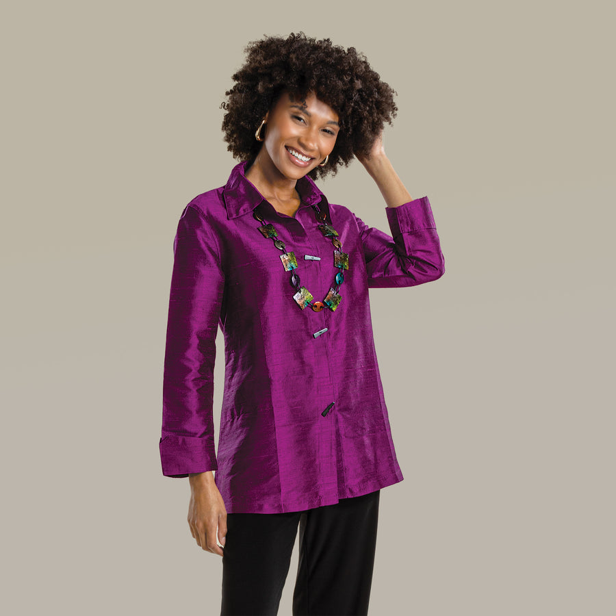 Violet Silk Cocktail Blouse