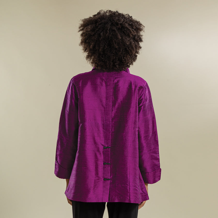 Violet Silk Cocktail Blouse