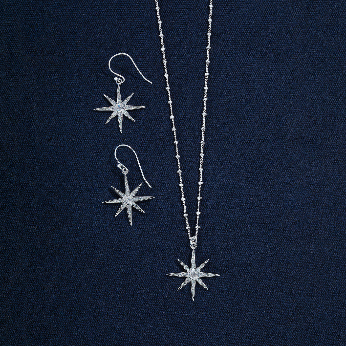 North Star Crystal Necklace & Earrings Set