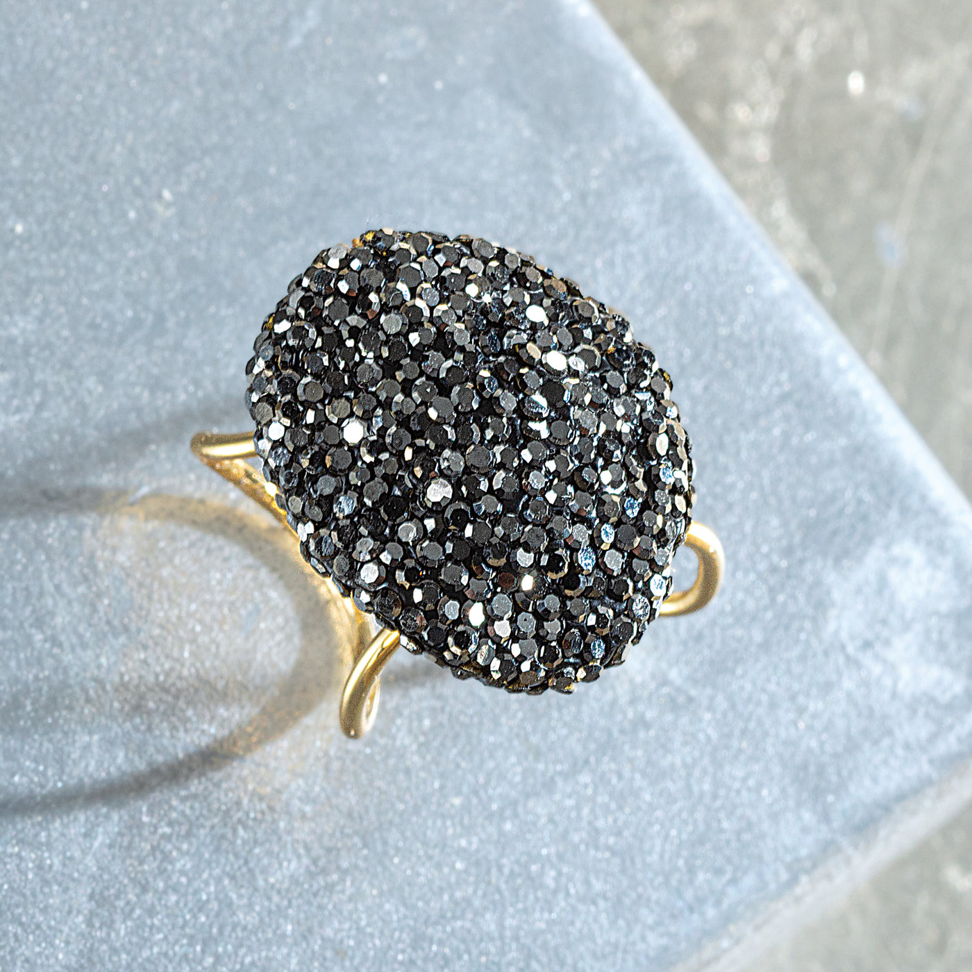 Midnight In Hematite Cluster Ring