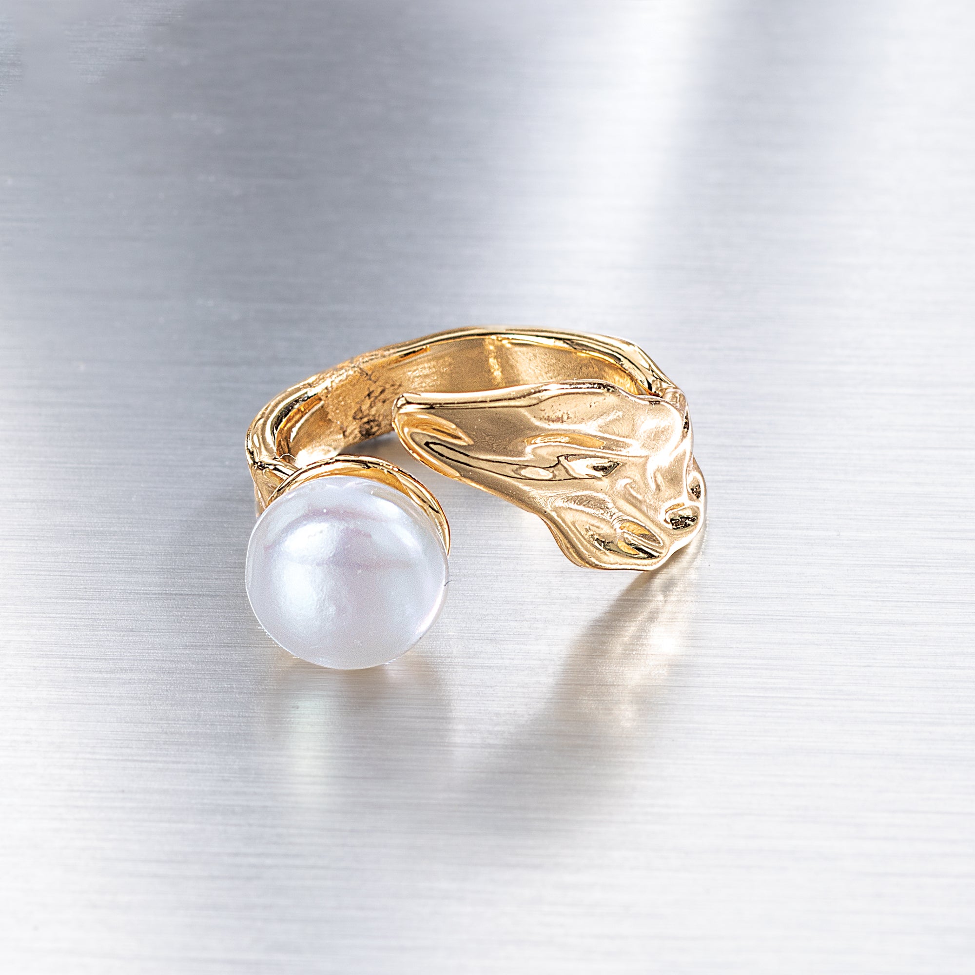 Glass Pearl Wrap Ring