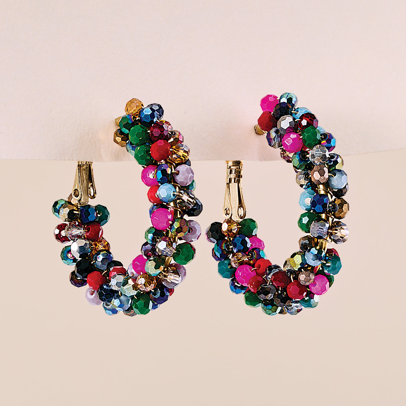 Colorful Life Crystal Chunky Hoop Earrings