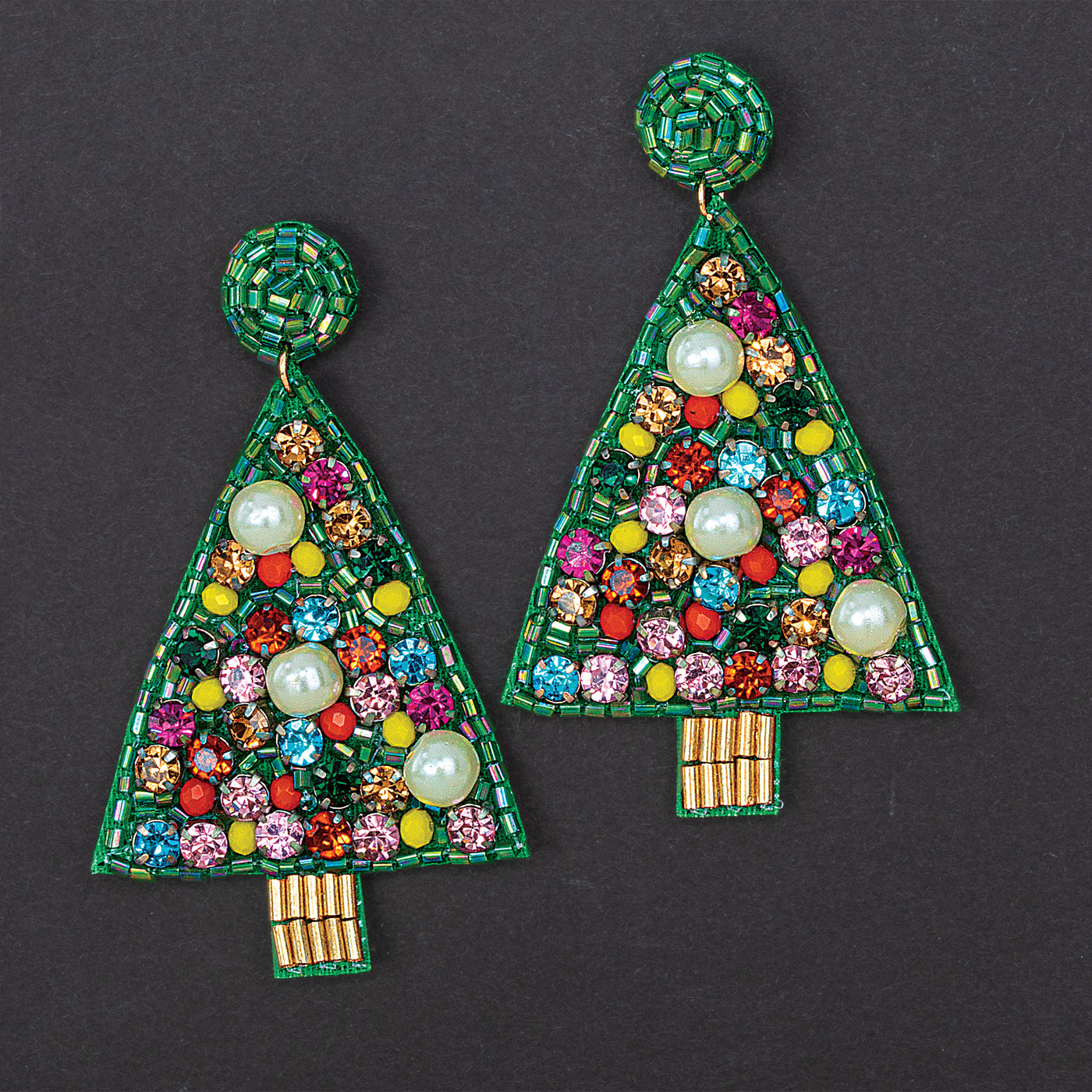 Hand-Beaded Twinkling Tree Earrings