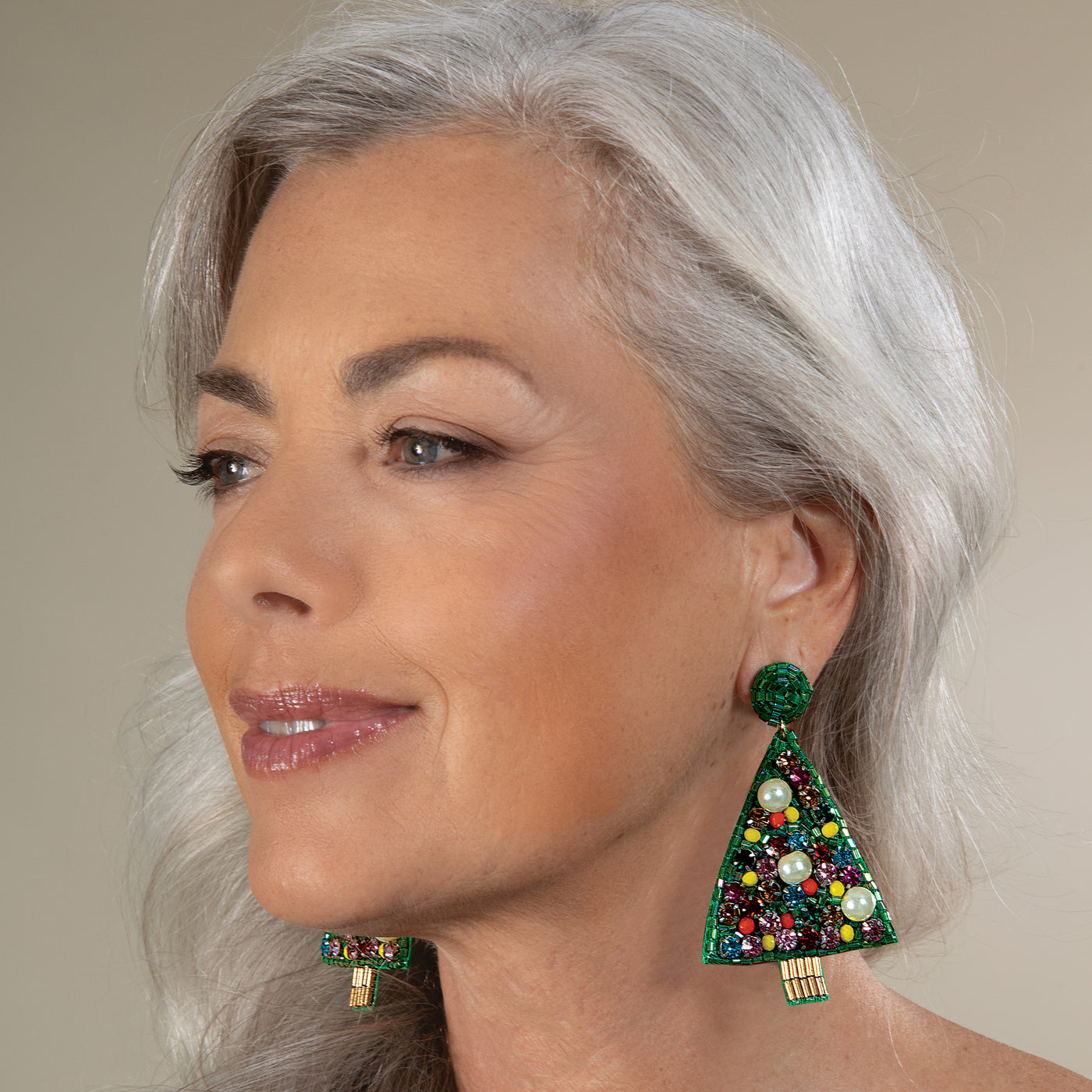 Hand-Beaded Twinkling Tree Earrings