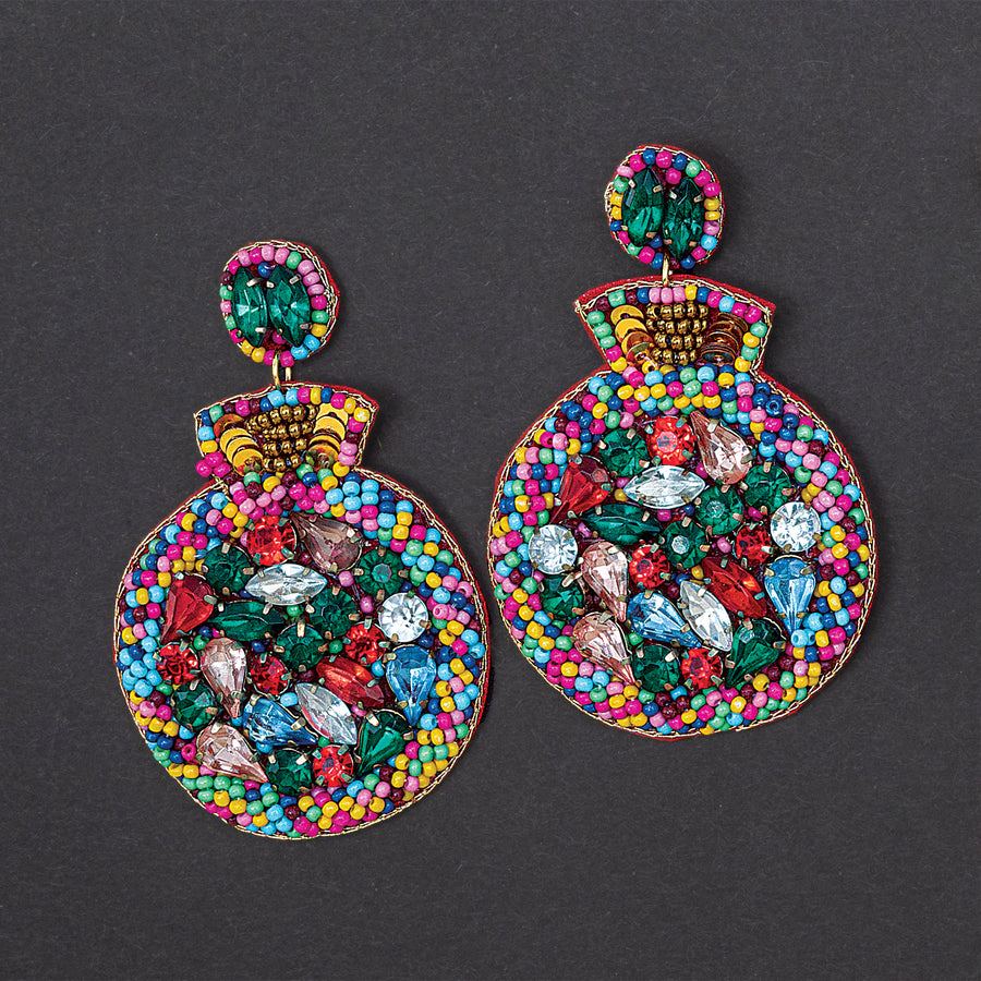 Hand-Beaded Dazzling Ornament Earrings