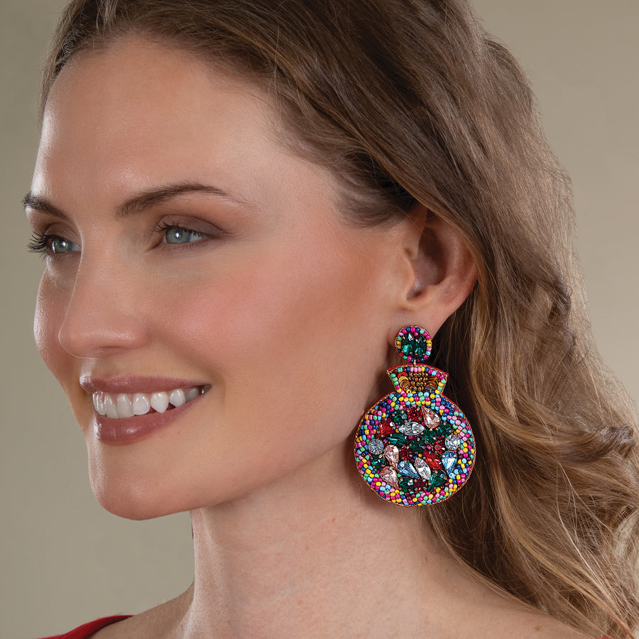 Hand-Beaded Dazzling Ornament Earrings