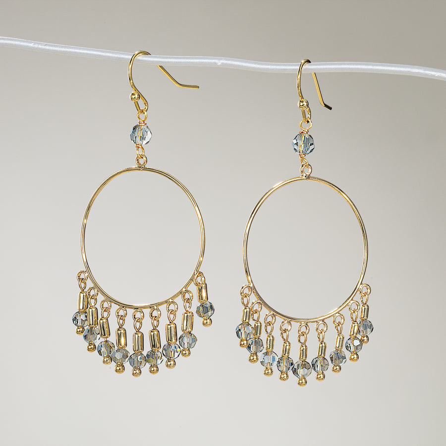 Crystal Fringe Hoop Earrings