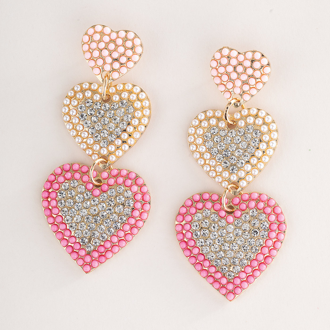 Triple The Love Beaded Heart Earrings