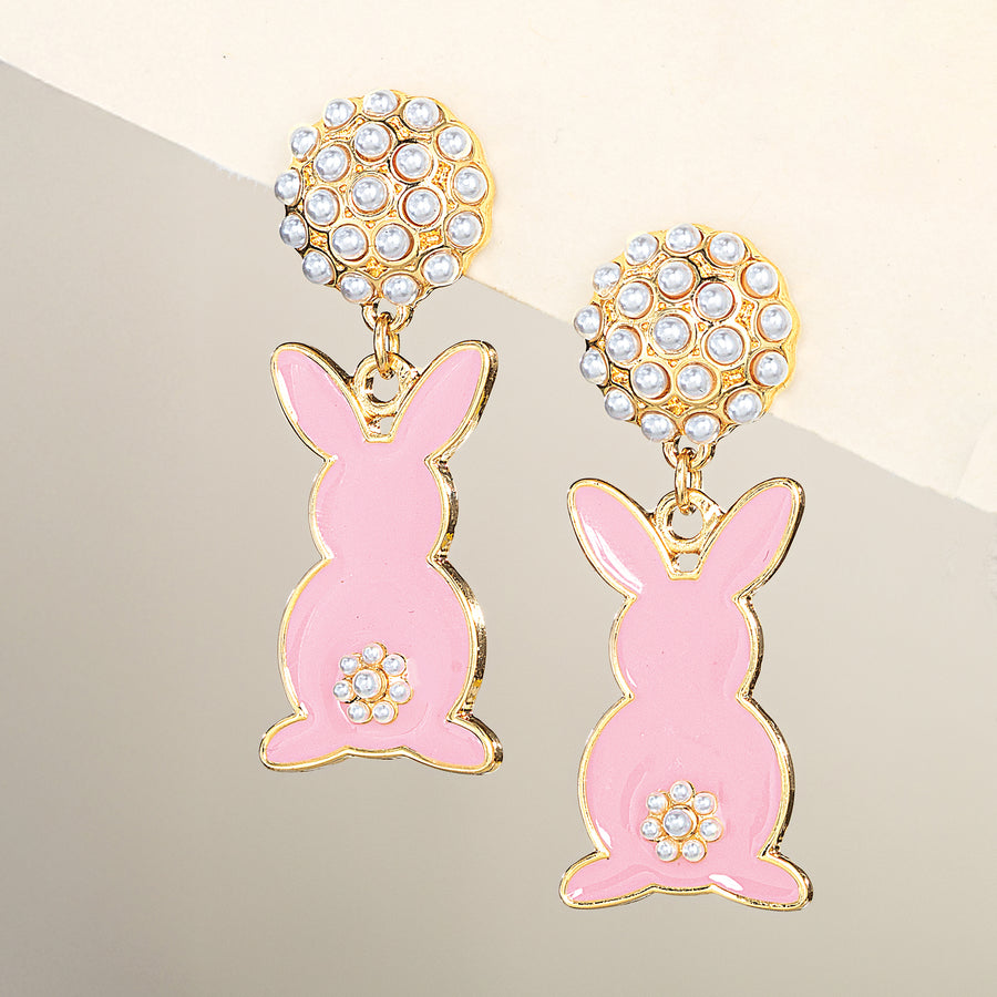 Bunny Tail Enamel Earrings (Preorder)