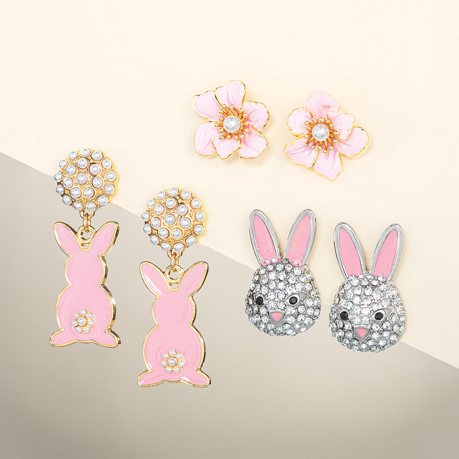 Pave Crystal Bunny Earrings (Preorder)