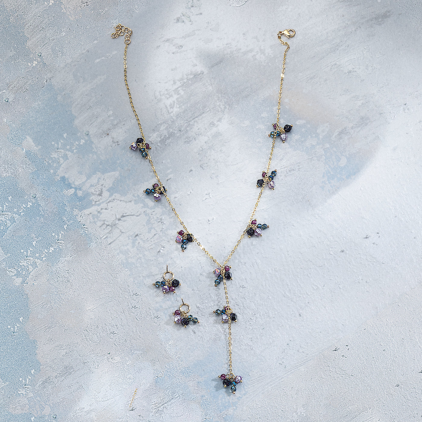 Crystal Clusters Necklace & Earrings Set