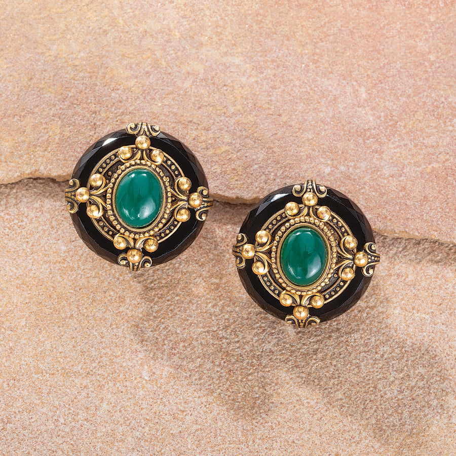 Vintage-Style Regal Round Clip-On Earrings (Preorder)