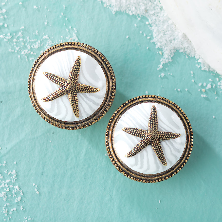 Vintage-Style Starfish At The Seashore Clip-On Earrings