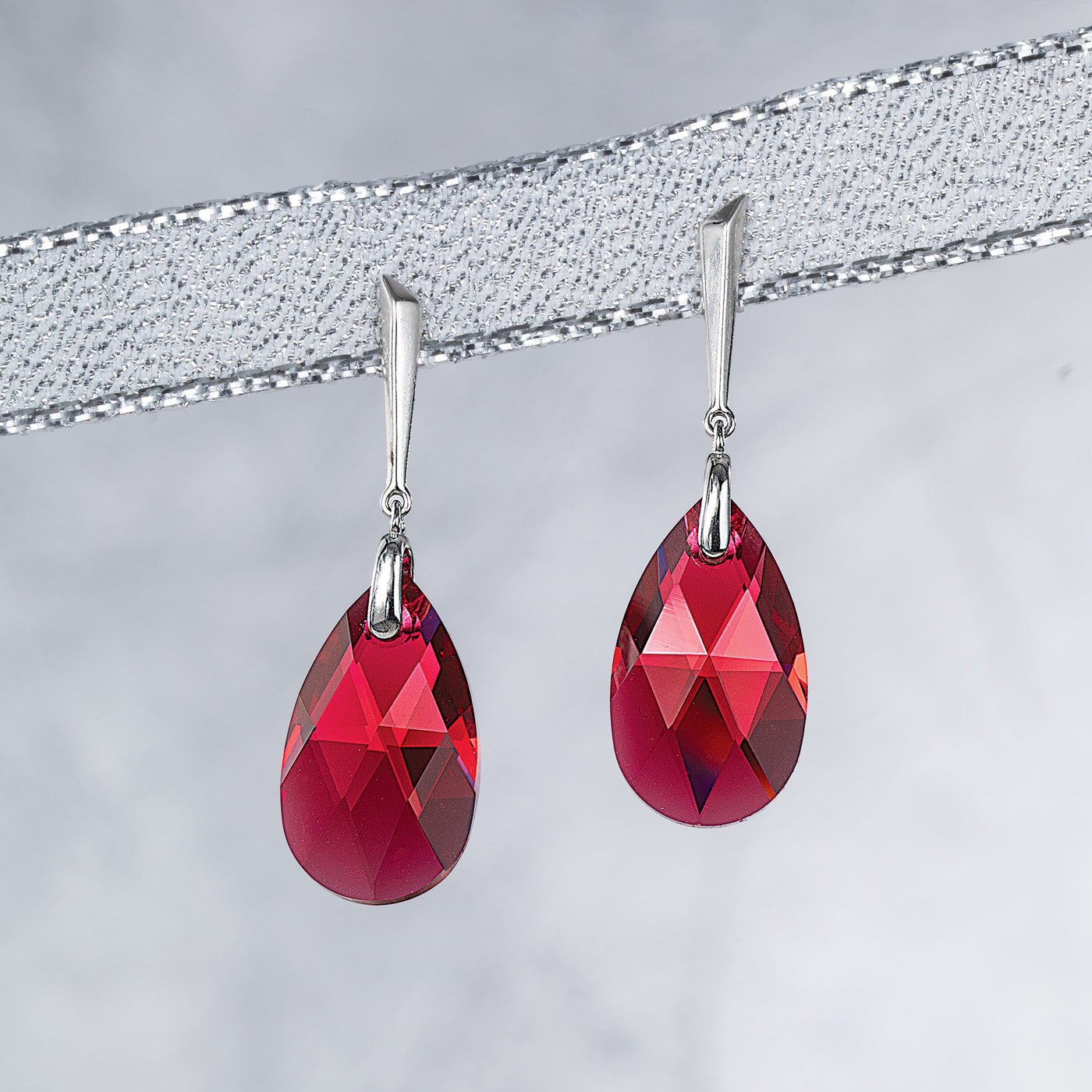 Ruby Brilliance Crystal Necklace & Earrings Set