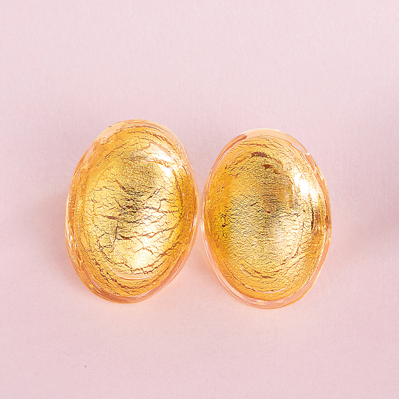 Murano Glass Gold Oval Clip-On Earrings