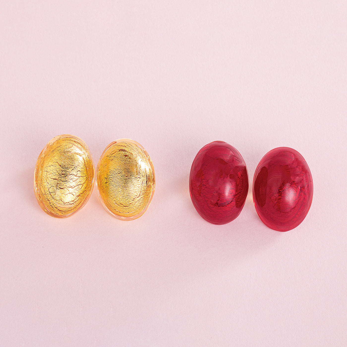 Murano Glass Gold Oval Clip-On Earrings