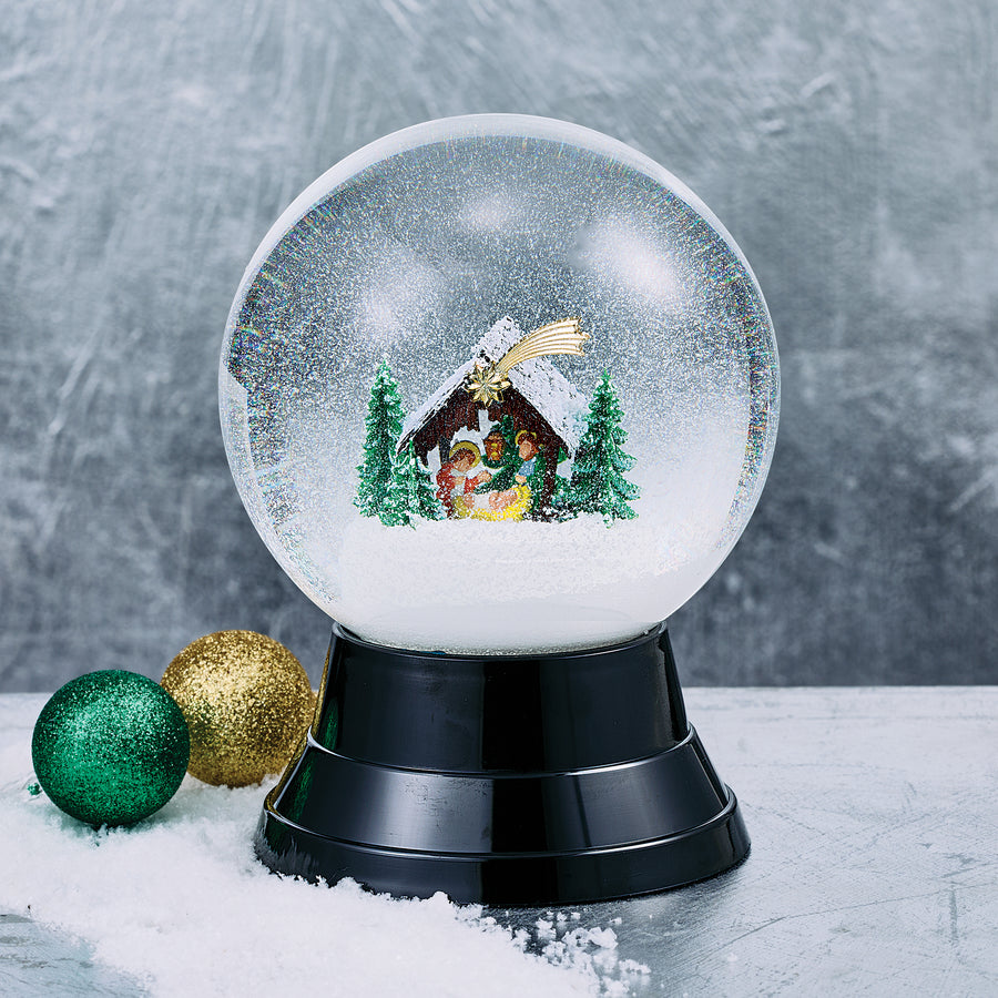 Blessed Event Snow Globe With Black Base