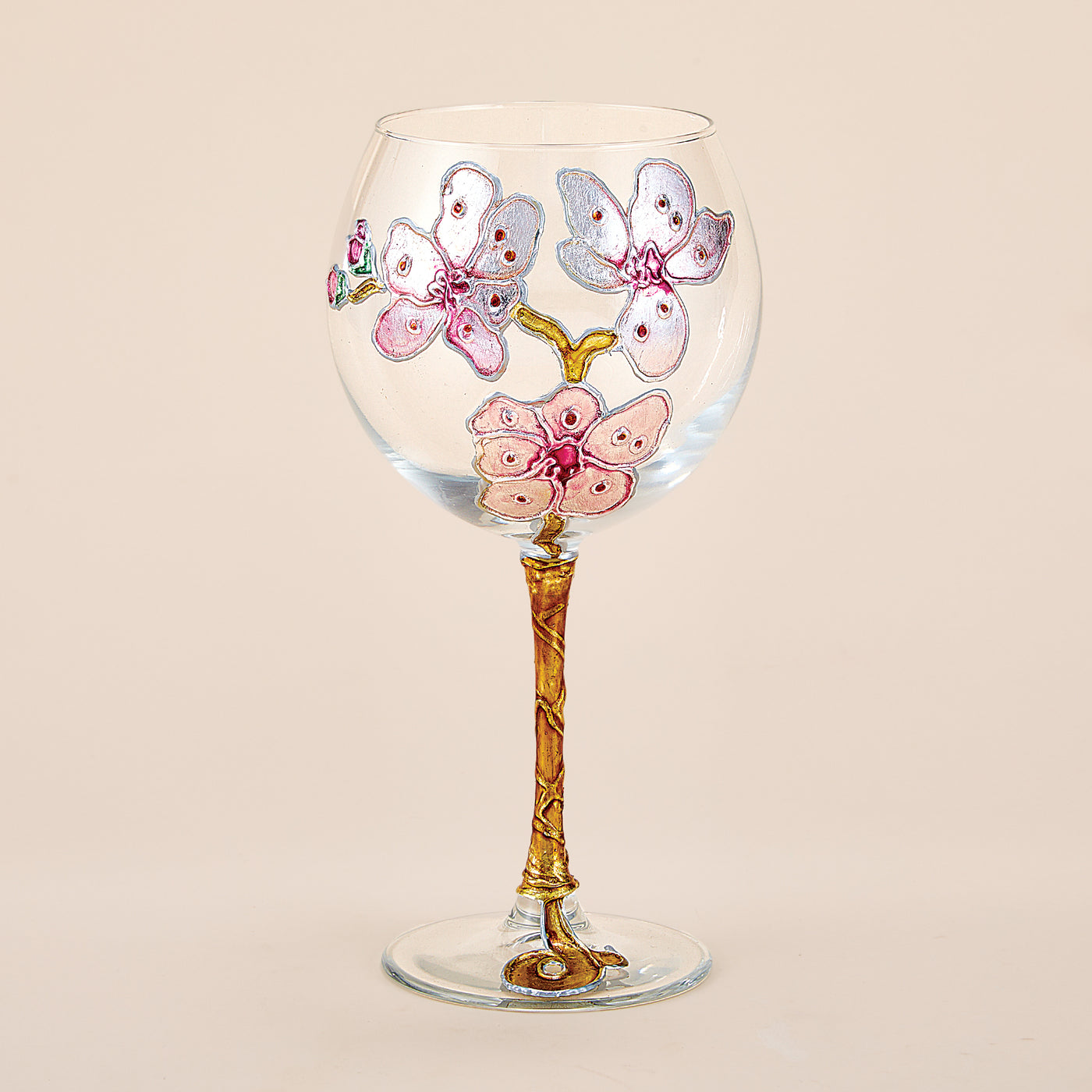 Hand-Gilded Cherry Blossoms Wine Glass (Preorder)