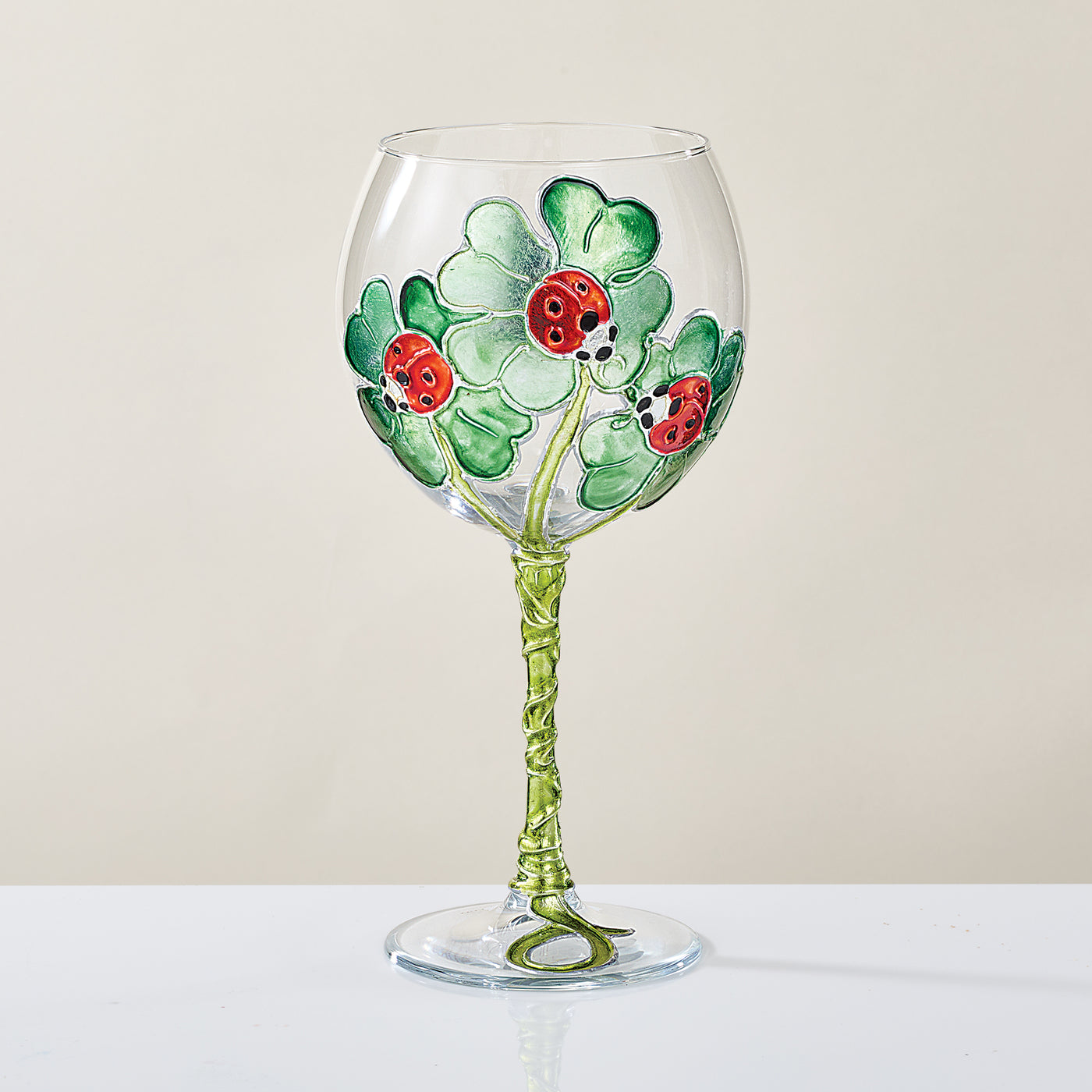 Hand-Gilded Ladybug Trio Wine Glass