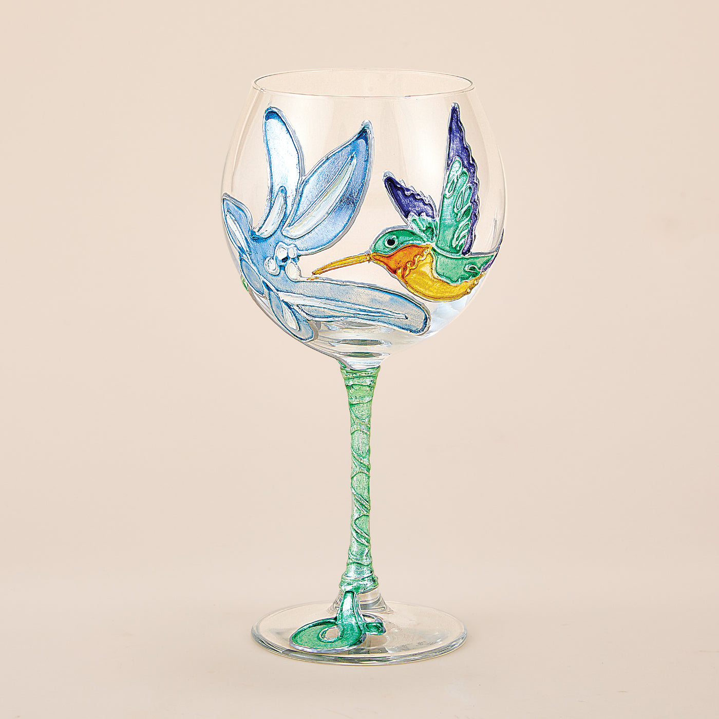 Hand-Gilded Hummingbird Wine Glass (Preorder)