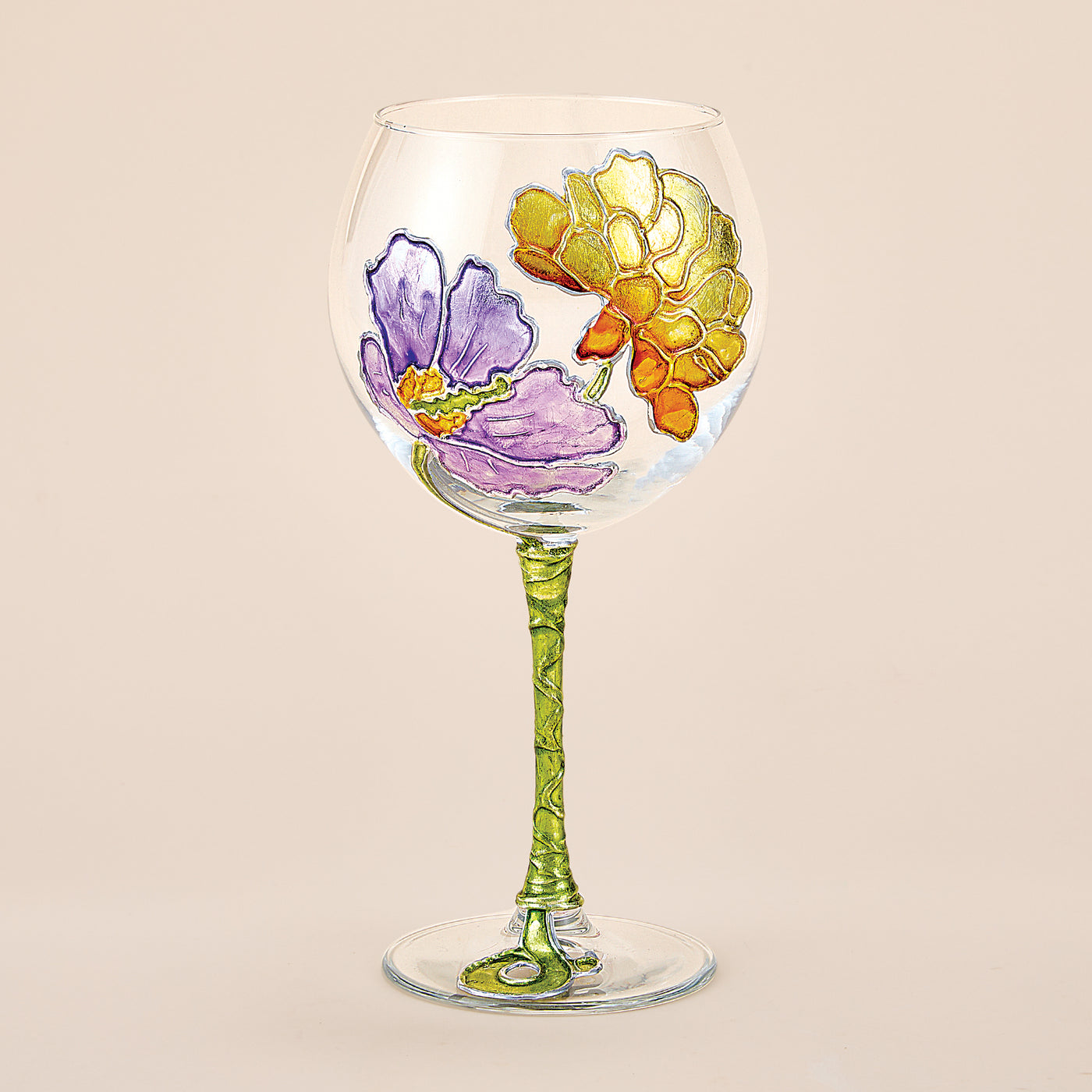 Hand-Gilded Florals Wine Glass (Preorder)