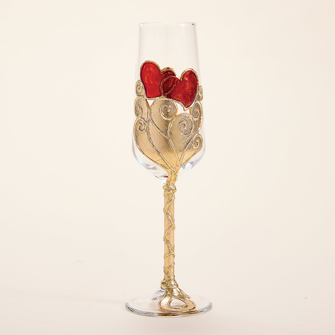 Hand-Gilded Hearts & Swirls Champagne Flute (Preorder)