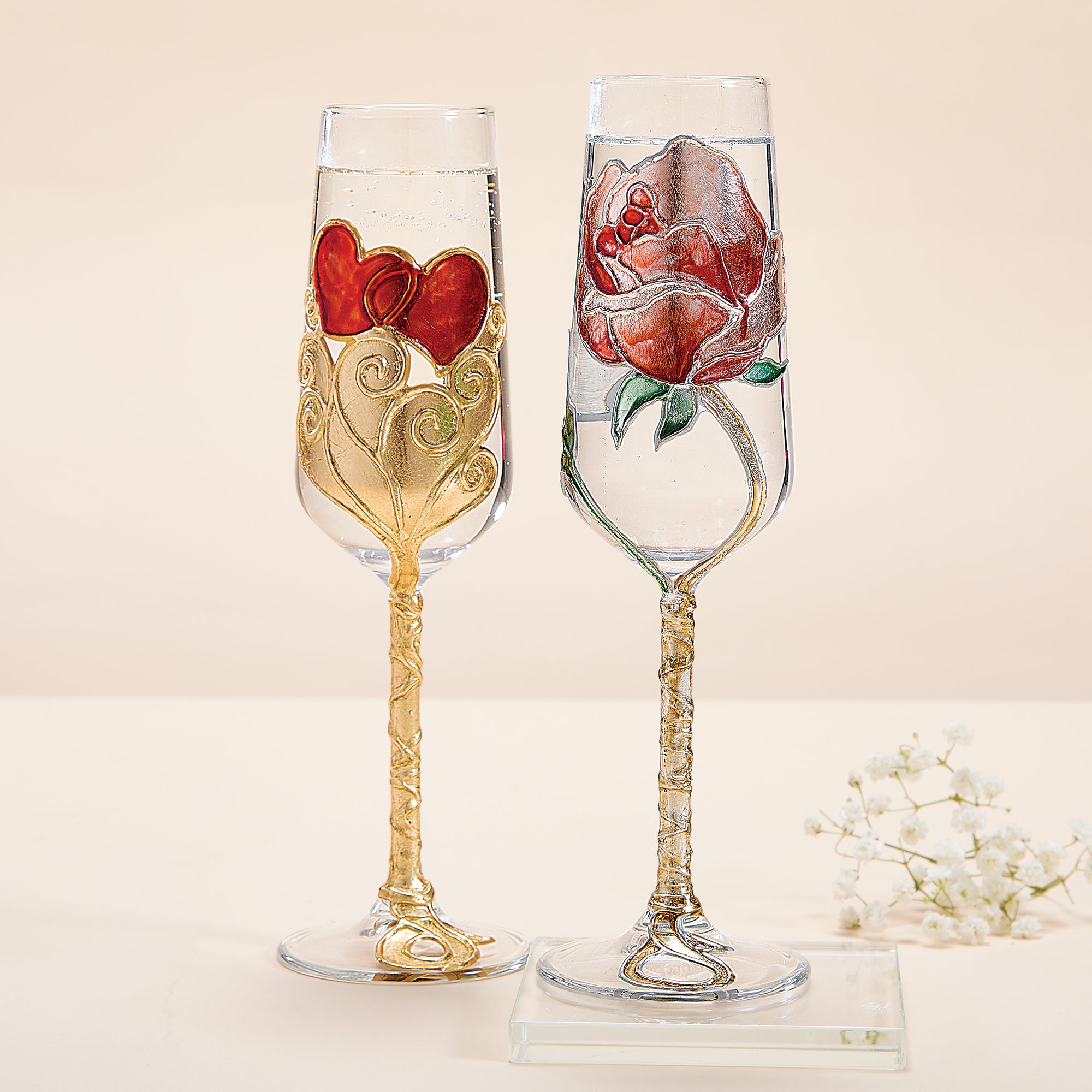 Hand-Gilded Hearts & Swirls Champagne Flute (Preorder)