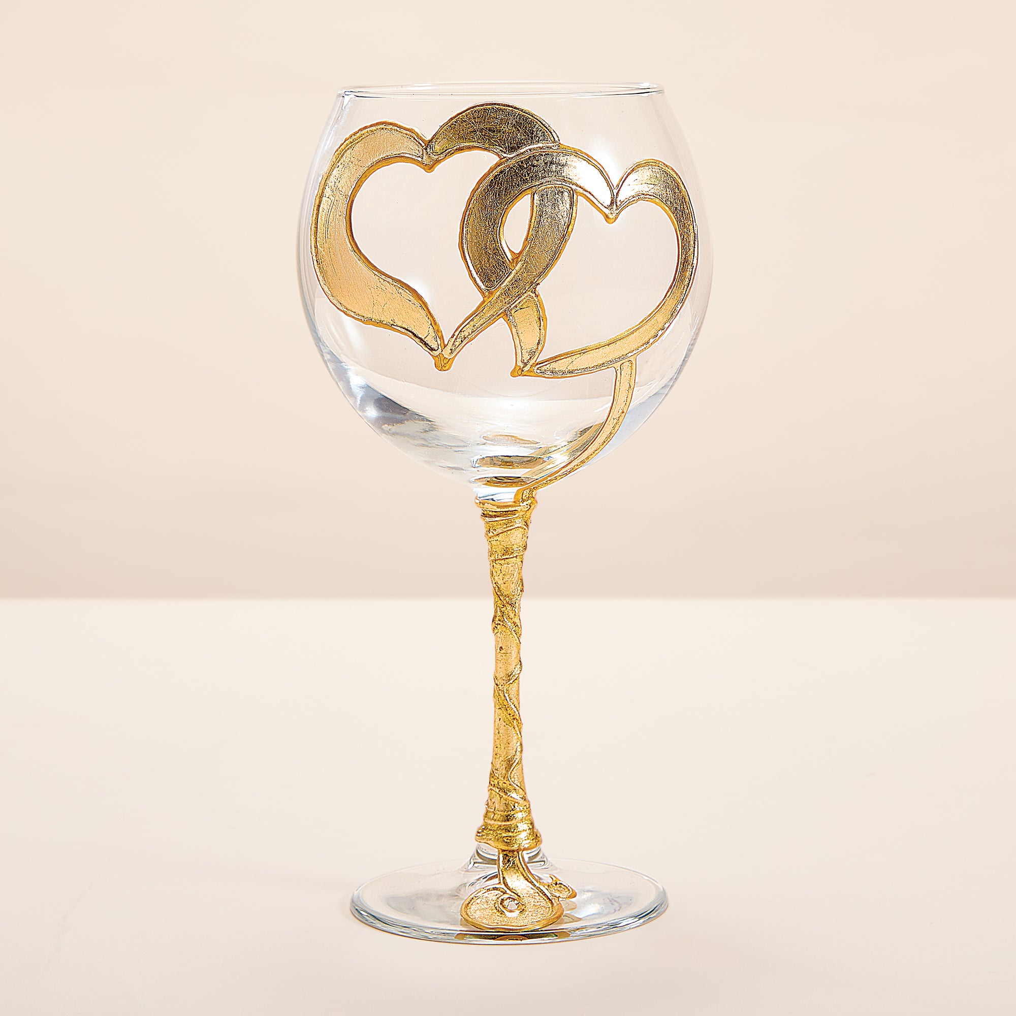 Hand-Gilded Joined Hearts Wine Glass (Preorder)