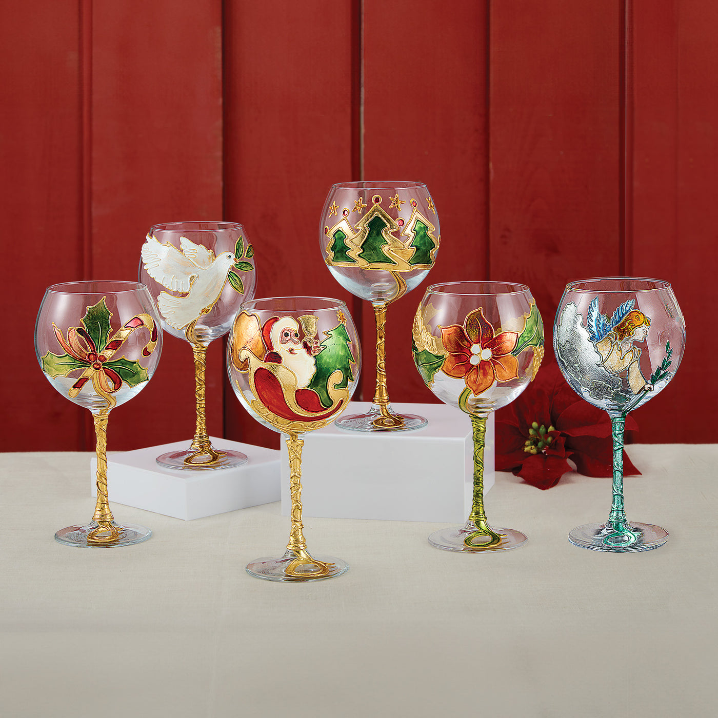 Hand-Gilded Candy Cane Wine Glass