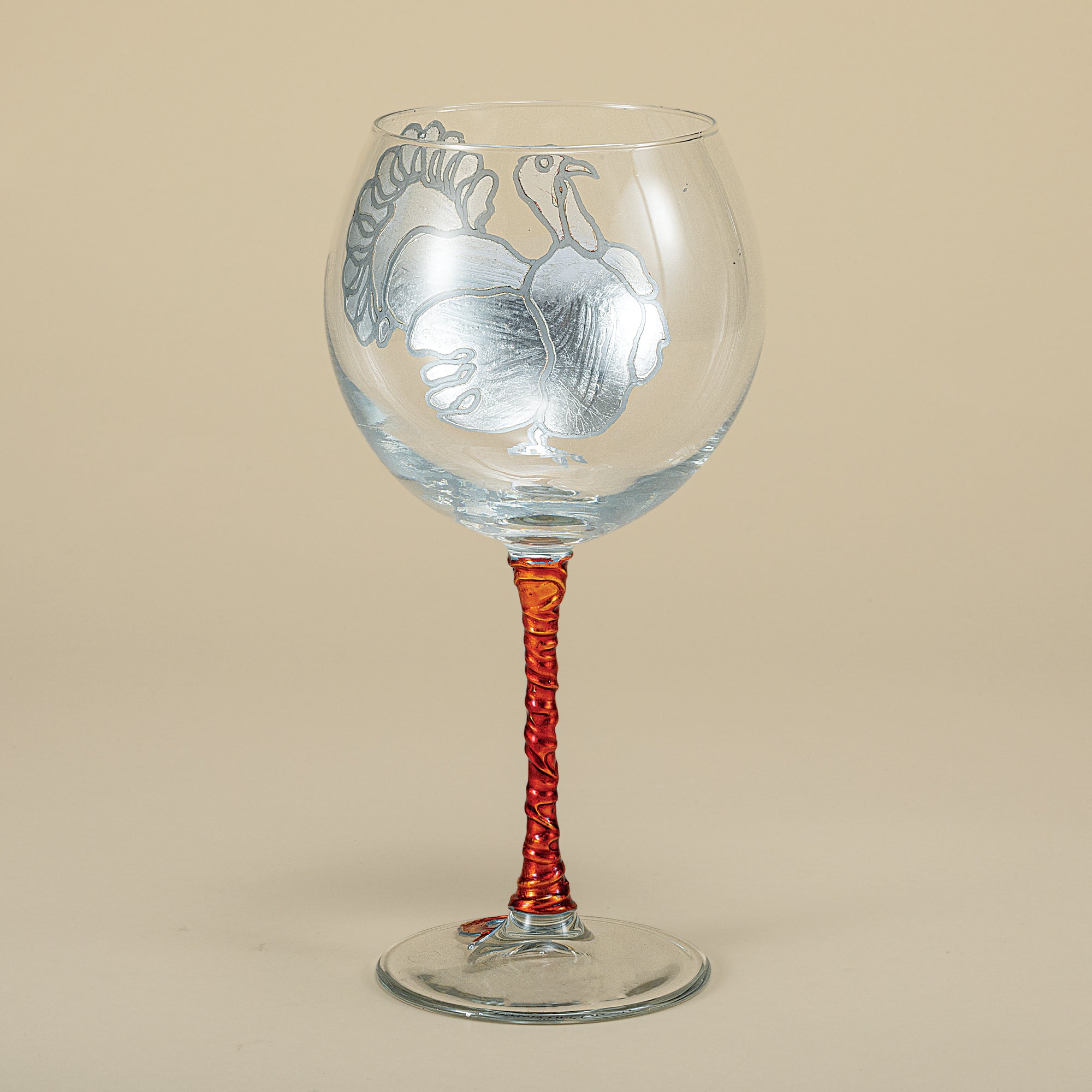 Hand-Gilded Thanksgiving Turkey Wine Glass