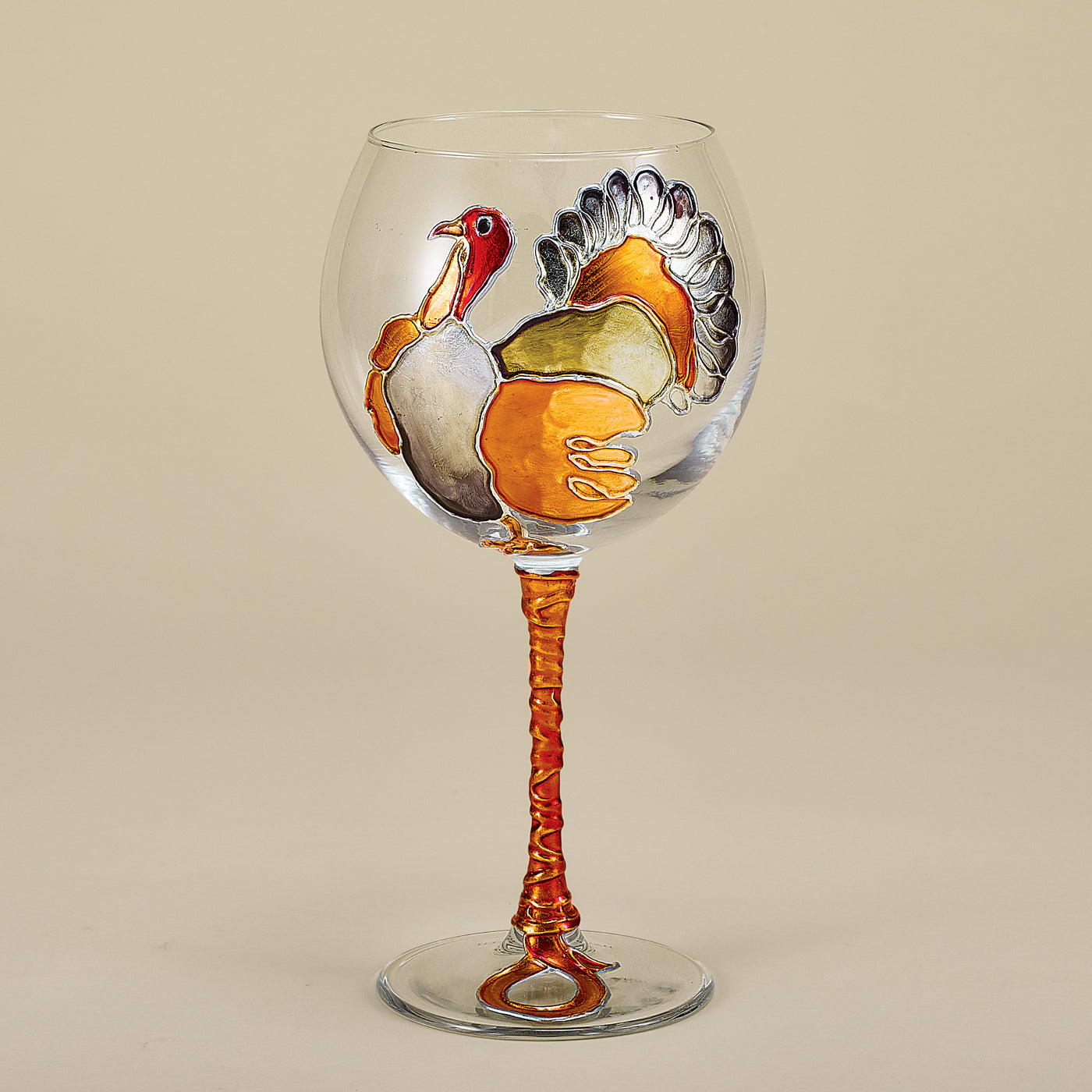 Hand-Gilded Thanksgiving Turkey Wine Glass