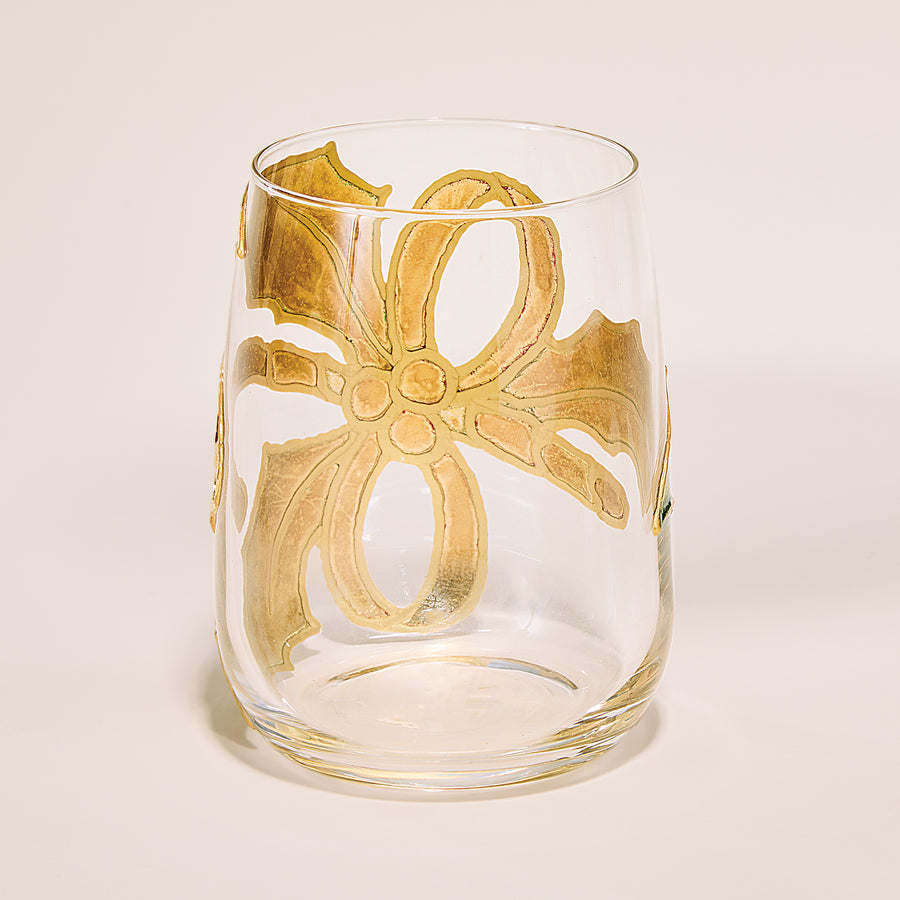 Hand-Gilded Candy Cane Stemless Glass