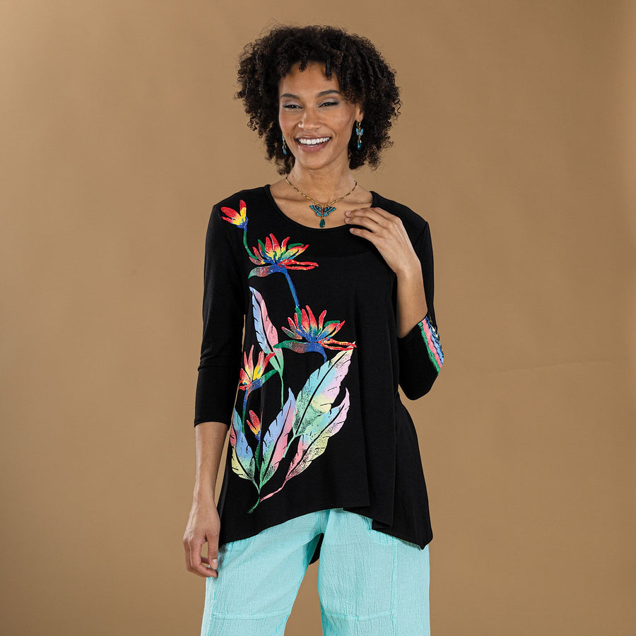 Hand-Painted Birds Of Paradise Blouse