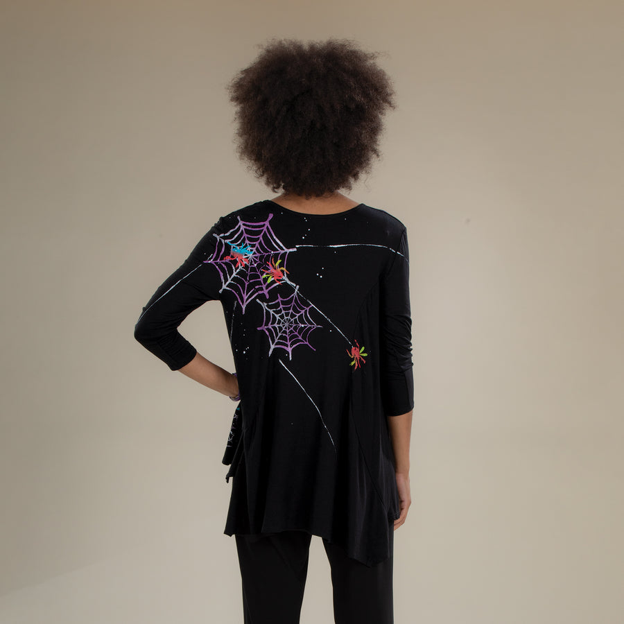 Hand-Painted Spooky Spiders Blouse