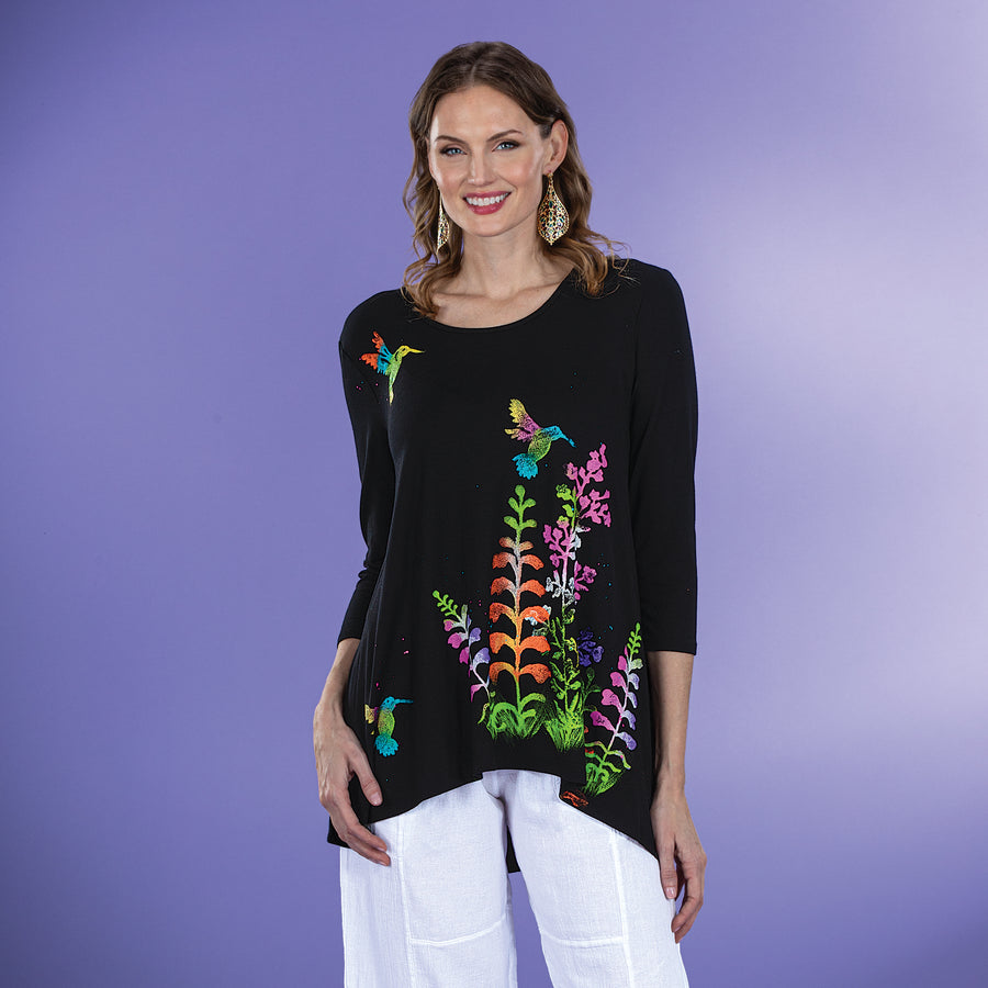 Hand-Painted Hummingbirds In Flight Blouse